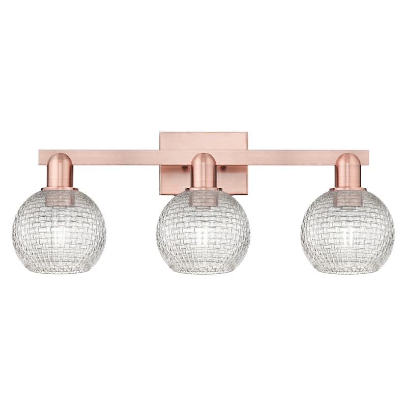 Innovations Lighting 716-3W-10-25 Athens Vanity Athens 3 Light 25" - Antique Copper / Clear Basketweave