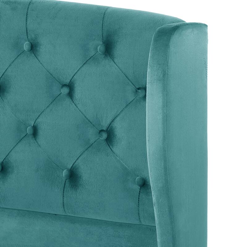 Christopher Knight Home - Amara Traditional Velvet Upholstered Sleigh Bed with Wingback Headboard & Scroll Footboard, Queen Size