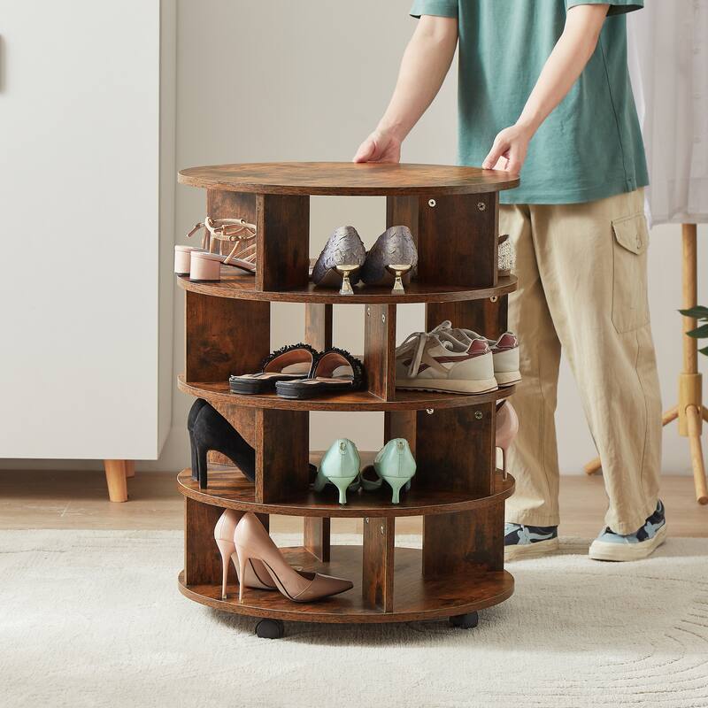 4 Tier Design 360° Spinning Shoe Rack Tower, 16 Pair Shoe Rack