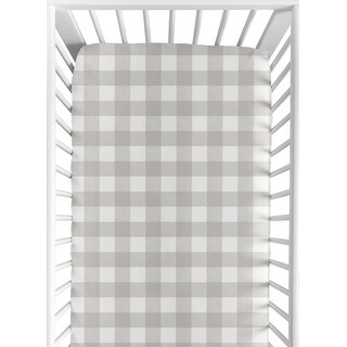 Sweet Jojo Designs Gray White Rustic Woodland Flannel Grey Buffalo Plaid Check Unisex Boy or Girl Collection Fitted Crib Sheet