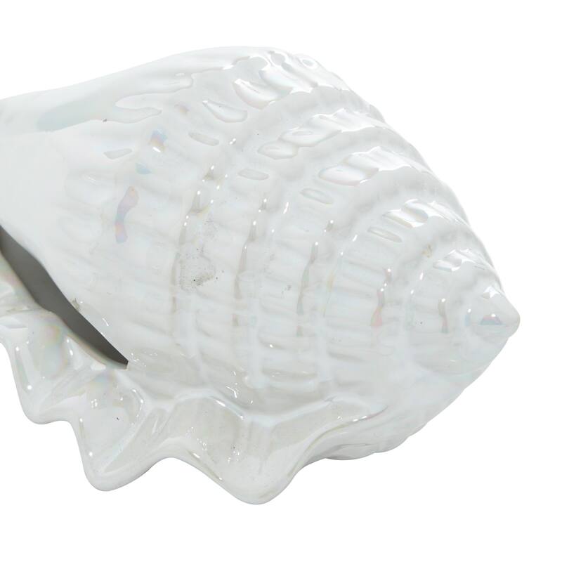 Silver, White or Multi Colored Porcelain Ceramic Shell Shell Decorative Sculpture (Set of 3)