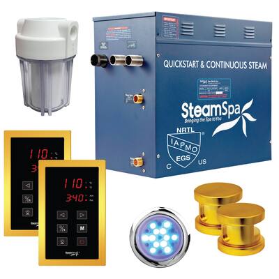 SteamSpa Royal 10.5 KW QuickStart Acu-Steam Touch Panel Bath Generator Package in Elegant Gold Finish