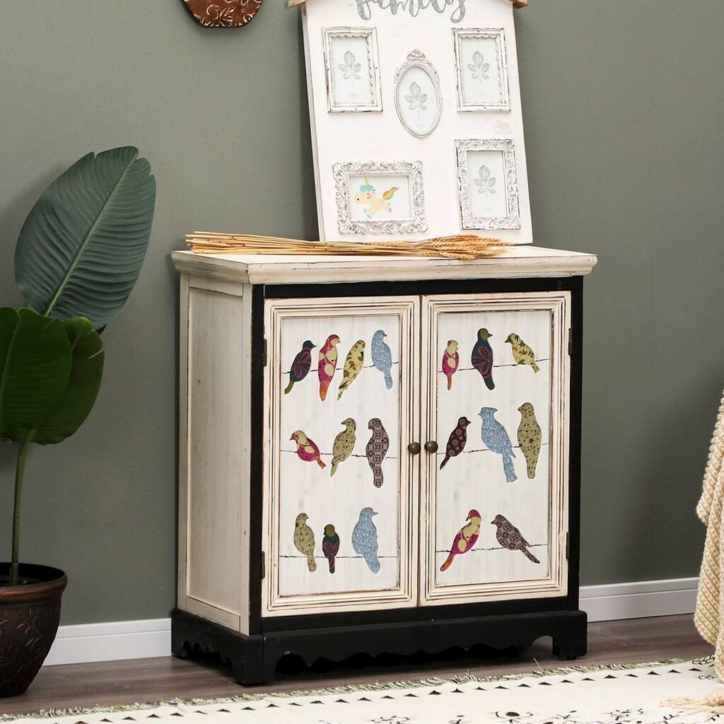 PHI VILLA 2-Door Farmhouse Antique Storage Cabinet