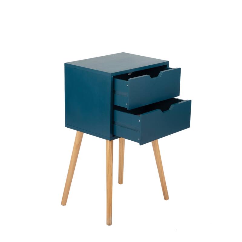Set of 2 Nightstand, Wood Bedside Table with 2 Drawers, for Bedroom