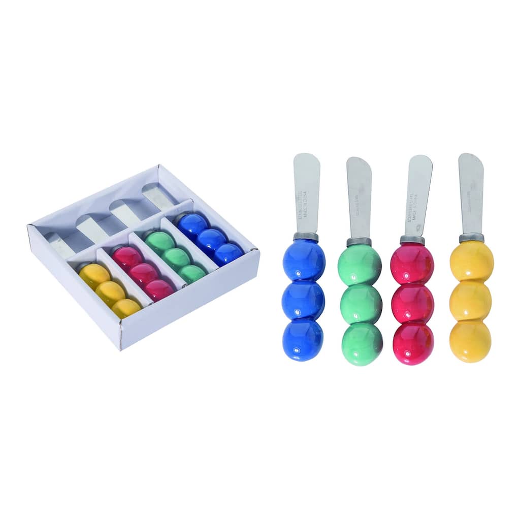 Transpac Dolomite 5 in. Multicolor Spring Bright Geometric Spreaders Set of 4