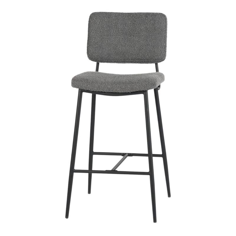 Set of 2 Modern 27” Seat Bar Height Stools with Low Backrest and Faux Leather Seat for Kitchen or Dining Room
