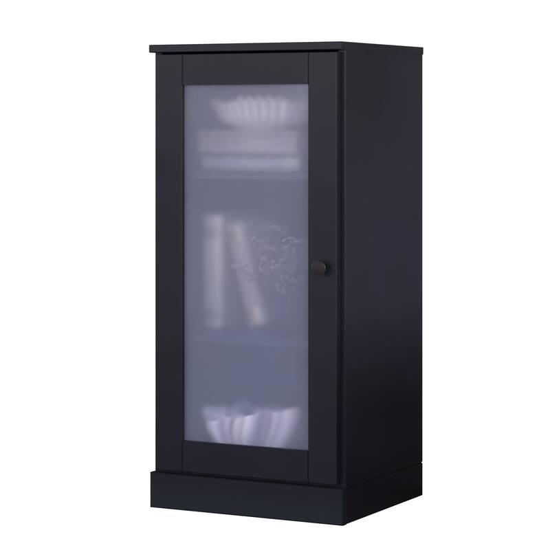Palace Imports 100% Solid Wood 3-Shelf Bookcase with Frosted Glass Door and Adjustable Shelves