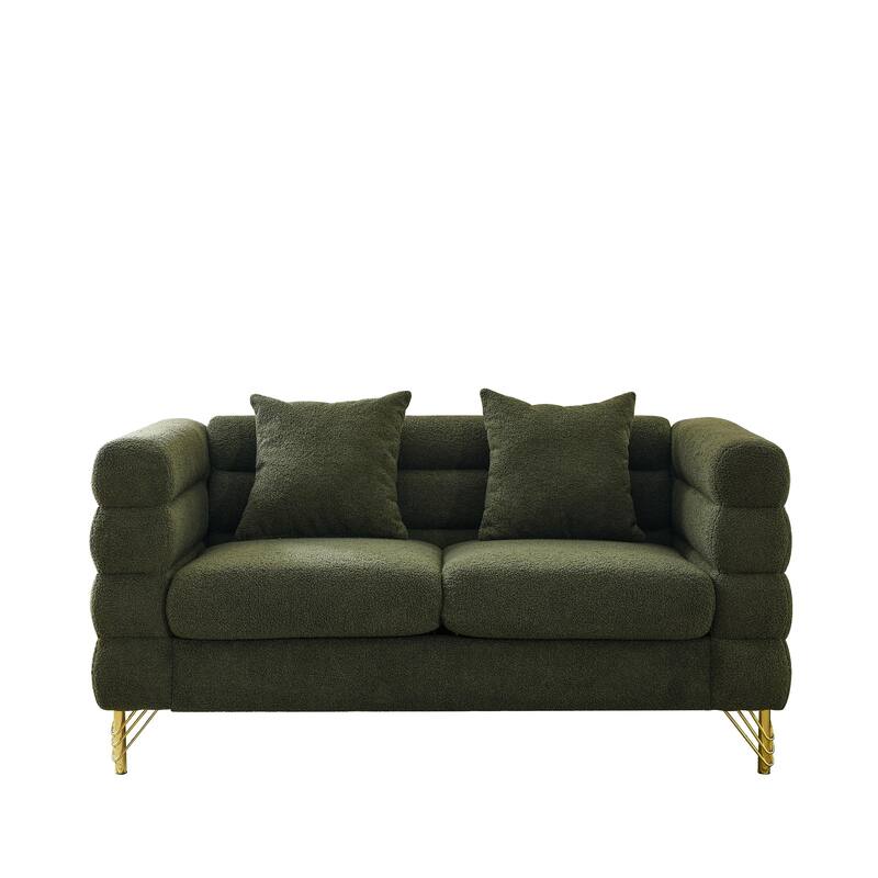 3+2 Teddy Fabric Sofa Combination - Chic Design with 5 Pillows