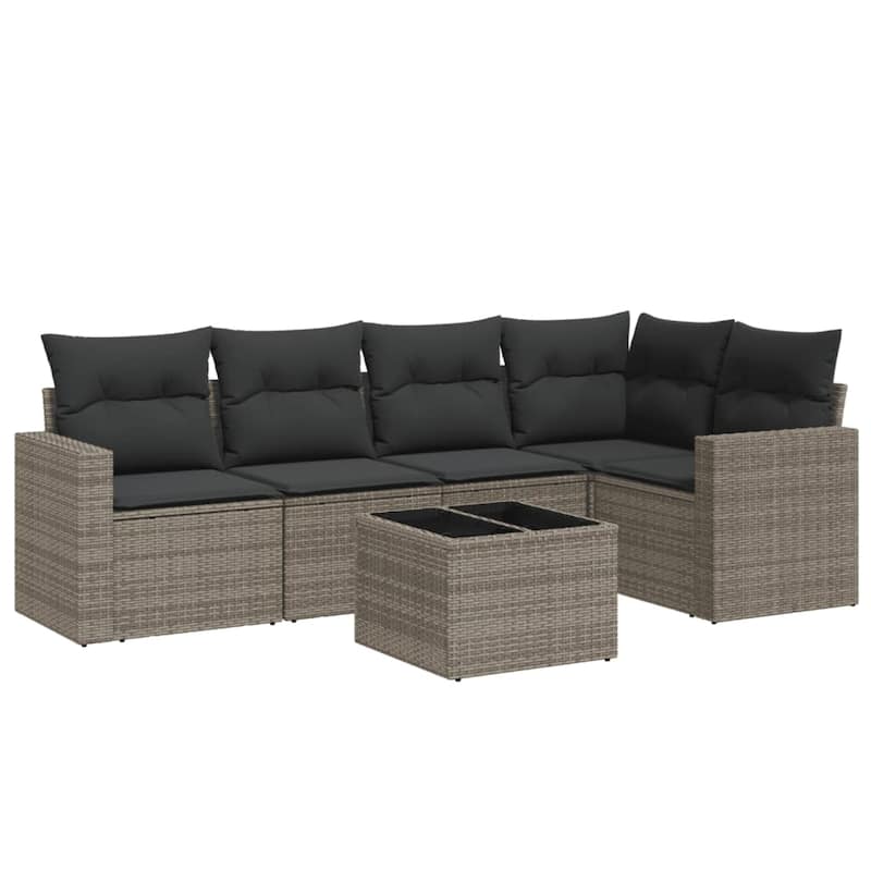 vidaXL Garden Sofa Set Grey Poly Rattan, Powder-Coated Steel Medium - 24.4 x 25.8 x 27.2