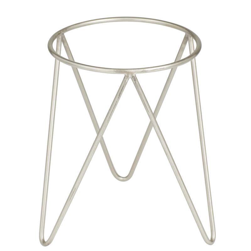 Metal Indoor Outdoor Planter with Removable Stand - Set of 2 Silver, Dark Gray, Gold - CosmoLiving by Cosmopolitan