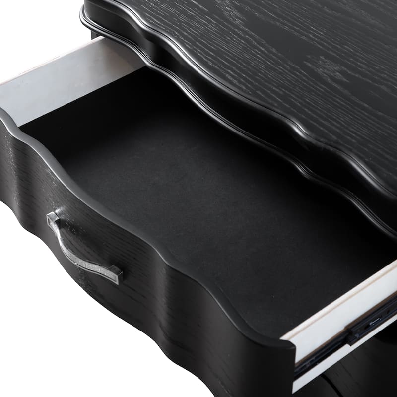 Furniture of America Seabliss Glam 3-Piece Black Solid Wood Chest and 2-Nightstand Bedroom Set