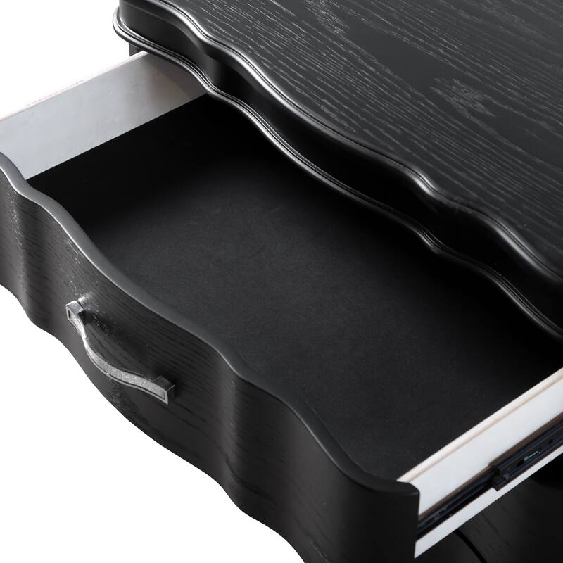 Furniture of America Seabliss Glam 3-Piece Black Solid Wood Dresser and 2-Nightstand Bedroom Set