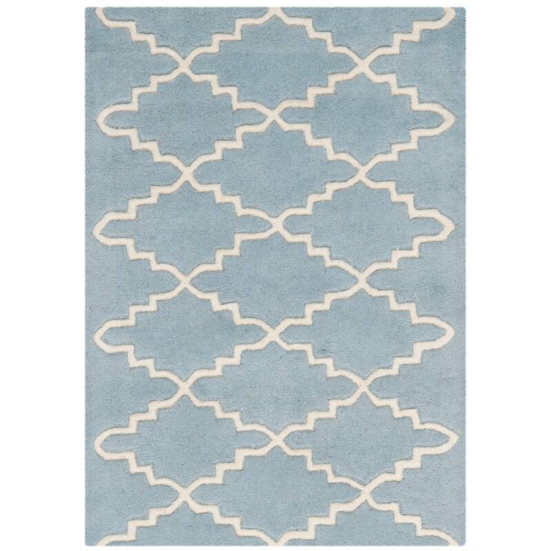 SAFAVIEH Handmade Chatham Slavna Modern Moroccan Wool Rug - 2'3" x 5' - Blue/Ivory