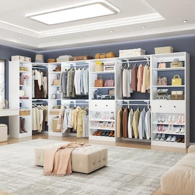 Set of 3 Freestanding Corner Closet System Set, Garment Rack Wardrobe Closet Organizer for Walk-in/ Reach-in Closet