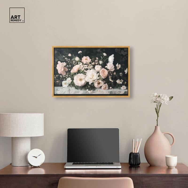 Marble and Blooms Canvas by Art Remedy