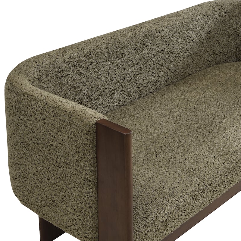 Christopher Knight Home - Vescari Modern Mid-Century Compact Upholstered 2-Seater Loveseat, Solid Rubberwood Frame & Track Arms