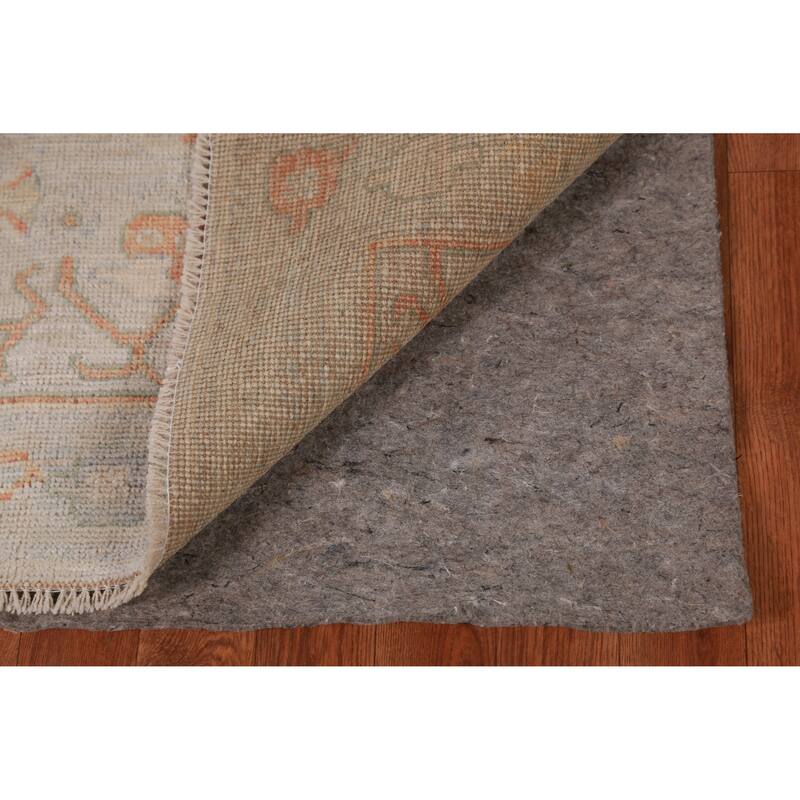 Hand Knotted Oriental 100% Wool Carpet Transitional Geometric Beige & Ivories Oushak Runner Rug - 8' 2'' X 2' 8''