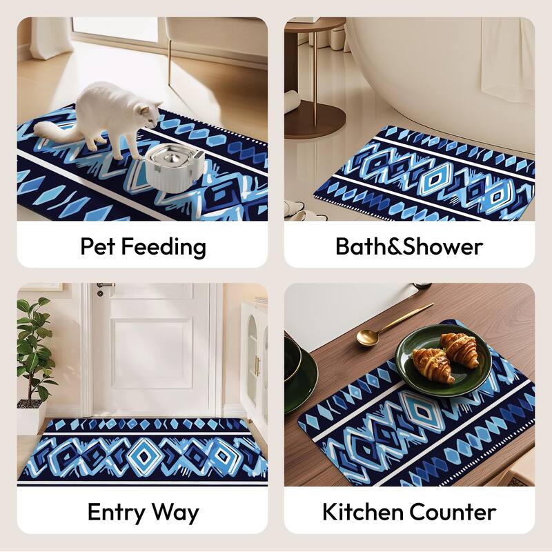 Non-Slip Area Floor Carpet，Quick Dry Super Absorbent Thin Mat for Bathroom Bathtub Shower Room Kitchen Entryway Sink