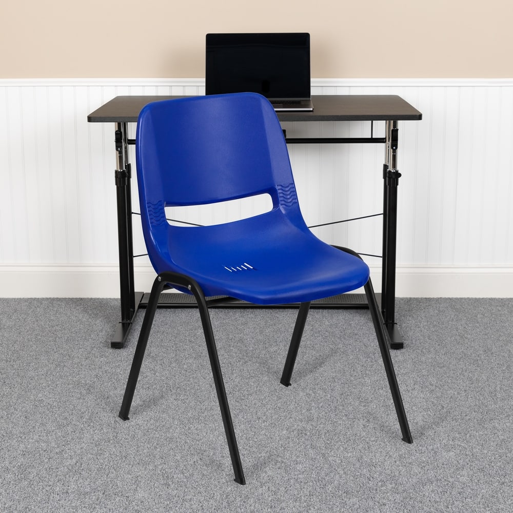 5 Pack 880 lb. Capacity Ergonomic Shell Stack Chair with Metal Frame - 23.5"D x 19.25"W x 32"H