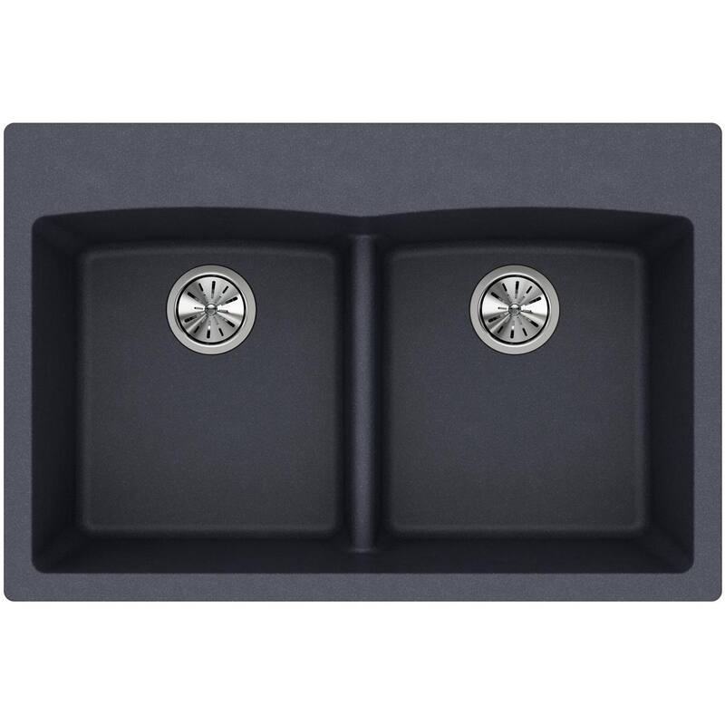 Elkay Quartz Classic 33" x 22" x 10", Equal Double Bowl Drop-in Sink with Aqua Divide