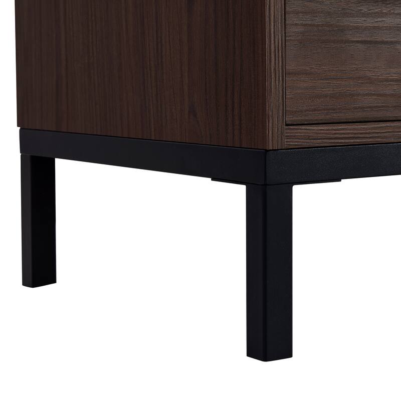 Display Cabinet Floor Cabinet with LED Light Strips, Accent Cabinet File Cabinet Base Cabinet with Metal Legs