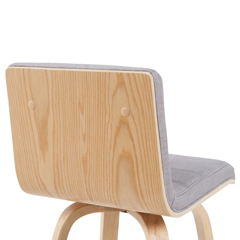 Skara Swivel Bar Stool, Upholstered Bar Height Chair with Bentwood Frame
