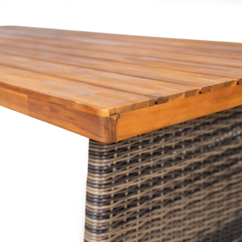 Roomfitters Outdoor Acacia Wood Dining Table Set with 1 Table and 1 Bench