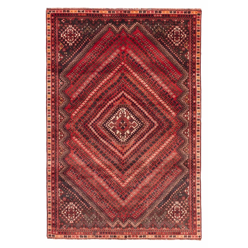 ECARPETGALLERY Hand-knotted Melis Vintage Red Wool Rug - 6'4 x 9'6