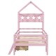 preview thumbnail 29 of 28, Kids Platform Bed House Bed Twin Size Wood Frame with House Roof Headboard, Safety Guardrail, Large Drawer, Star Pattern
