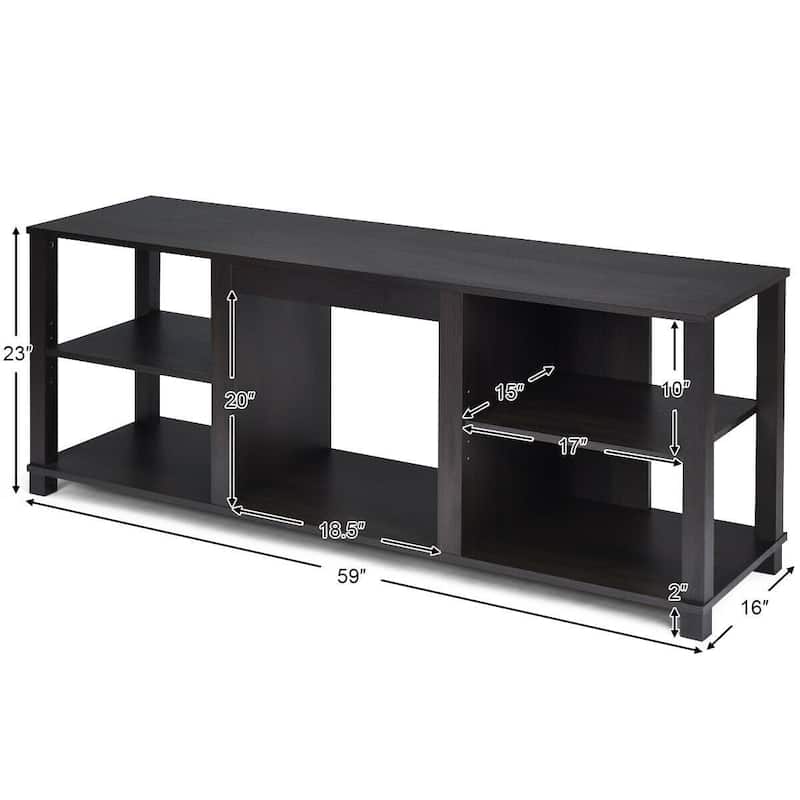 2-Tier TV Stand Storage Cabinet Console Adjustable Shelves - 59" x 16" x 23" (L x W x H)