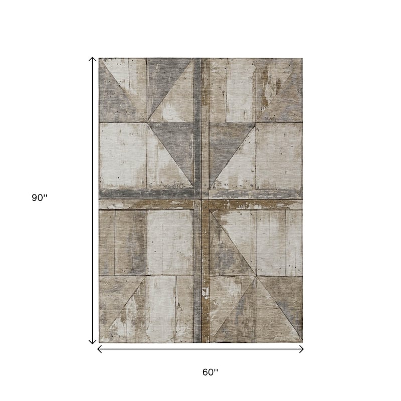 HomeRoots Geometric Transitional Rectangle Outdoor Rug