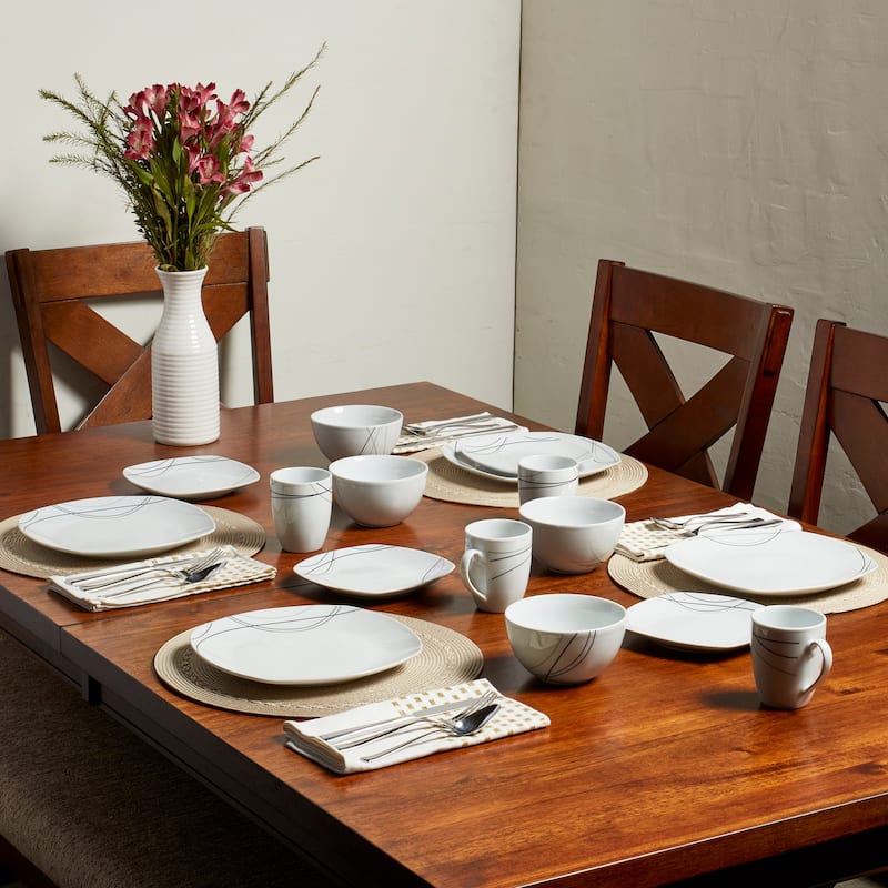 Alec 16pc Soft Square Porcelain Dinnerware Set