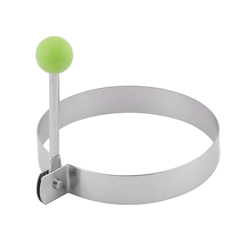 Kitchen Pancake Round Shape Frying Egg Mold Ring Cooking Shaper - Green,Silver Tone