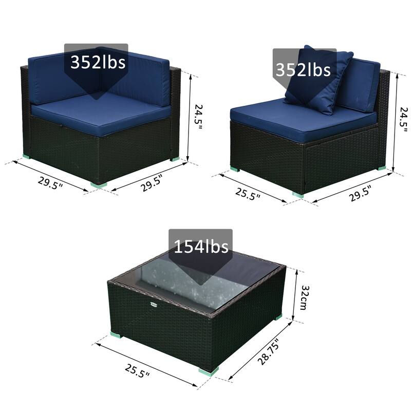 Outsunny 7-piece Wicker Outdoor Sectional Set with Modular Seating