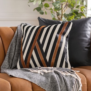 Shyla Hair on Hide Striped Modern Throw Pillow