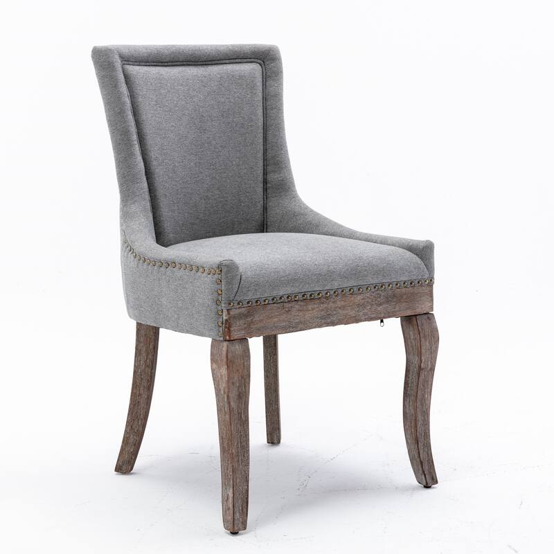 Roomfitters Fabric Dining Chairs Set of 2, Upholstered Side Chairs with Nailhead Trim and Solid Wood Legs