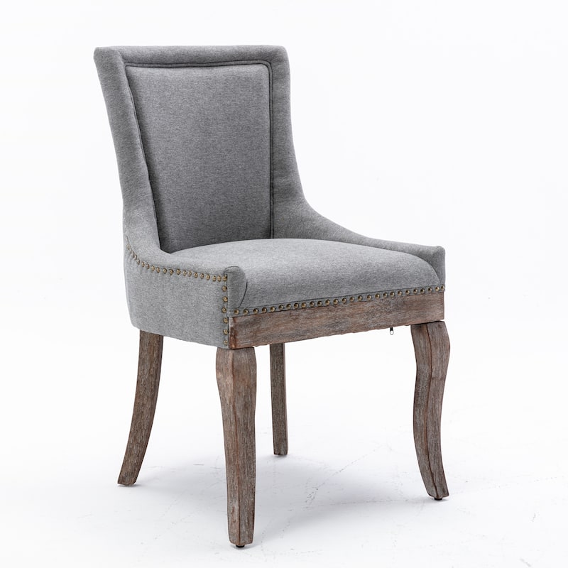 Thickened Fabric Dining Chair with Solid Wood Legs, Set of 2