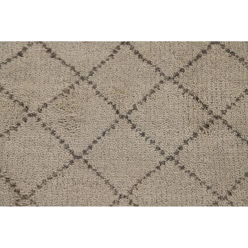 Trellis Moroccan Runner Rug Hand-Knotted Oriental Wool Carpet - 2'6" x 7'6"