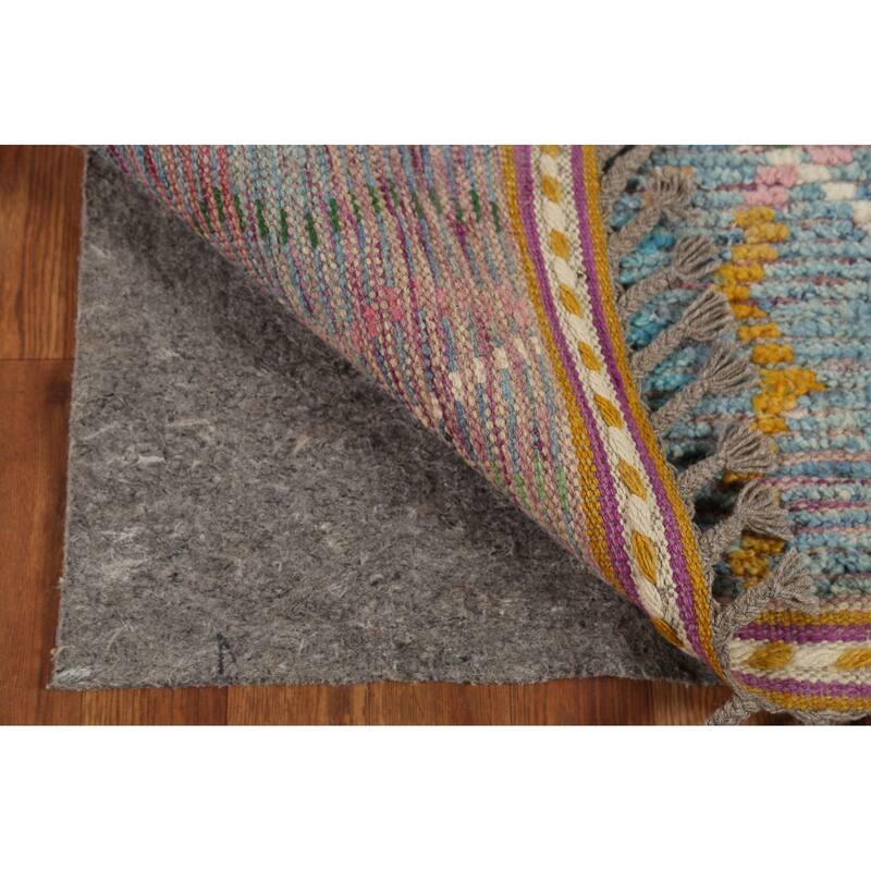 Blue Moroccan Oriental Runner Rug Hand-Knotted Wool Carpet - 2'11"x 16'5"