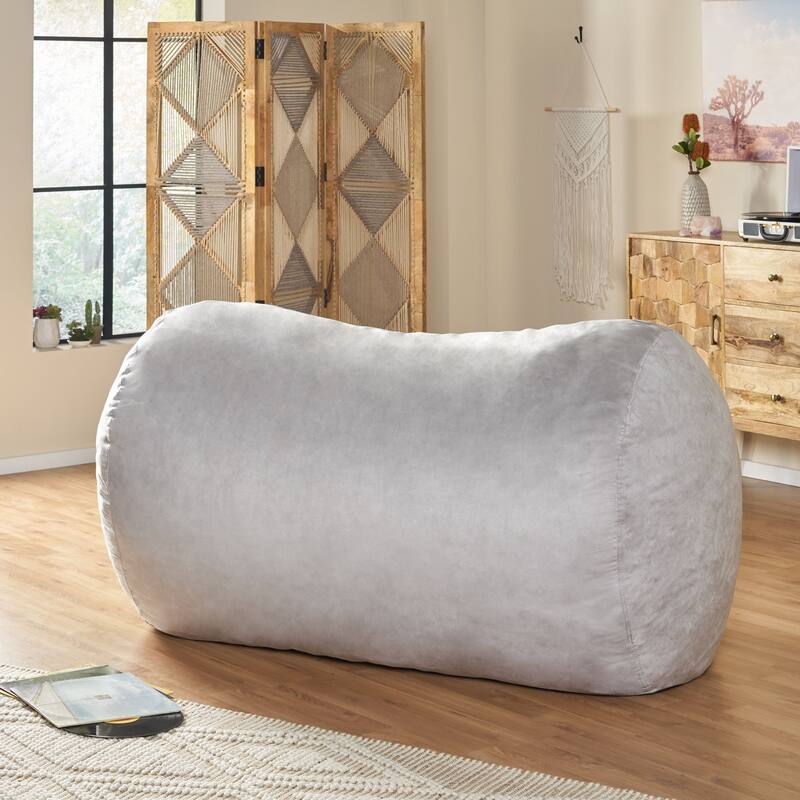 Asher Traditional 6.5-foot Suede Bean Bag Chair by Christopher Knight Home - Light Gray