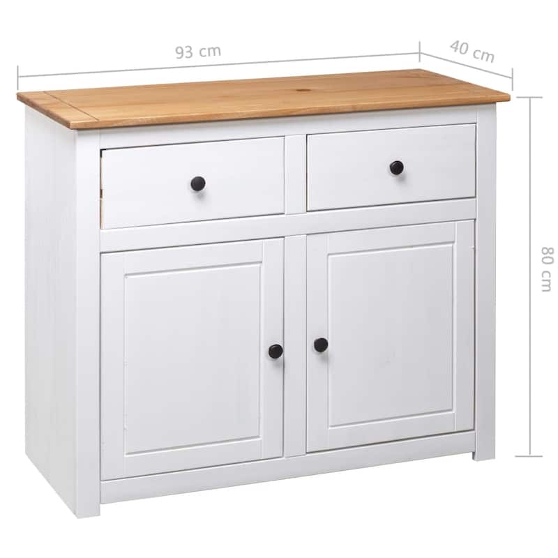 vidaXL Sideboard 2-Drawer Cupboard Sideboard Buffet Cabinet Solid Pinewood - 36.6" x 15.7" x 31.5"