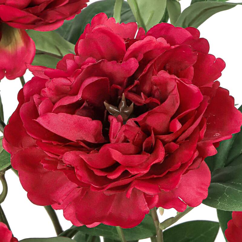 Deluxe Red Artificial Peony Plant Flower Stem Bush Bouquet 22in - 22" L x 13" W x 13" DP