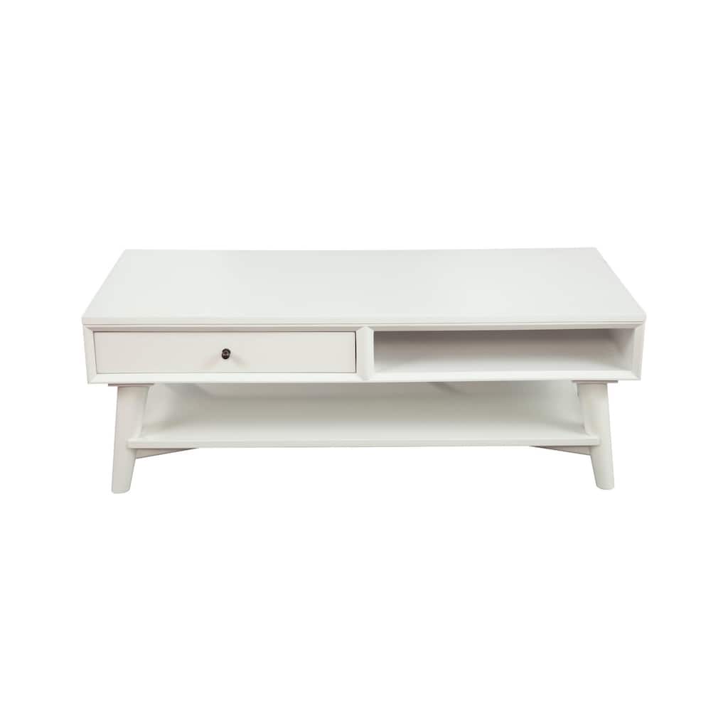Coffee Table with 1 Drawer and Open Shelf, White