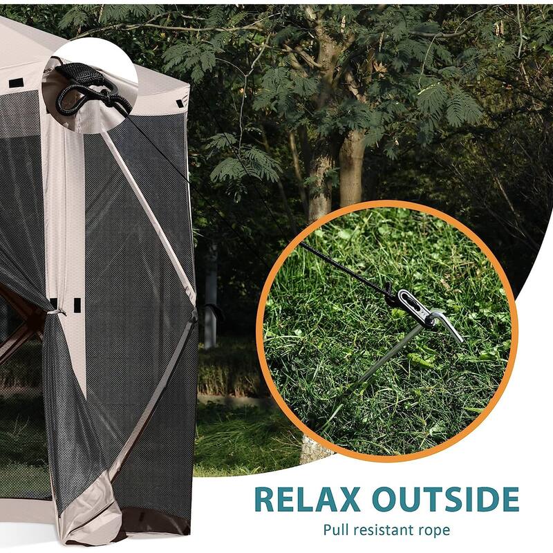 Exacme Portable Gazebo Pop up Tent for Camping, Outdoor Four Sides Pop-up Clam Screen Tent with Canopy Shelter, 1024-6PC