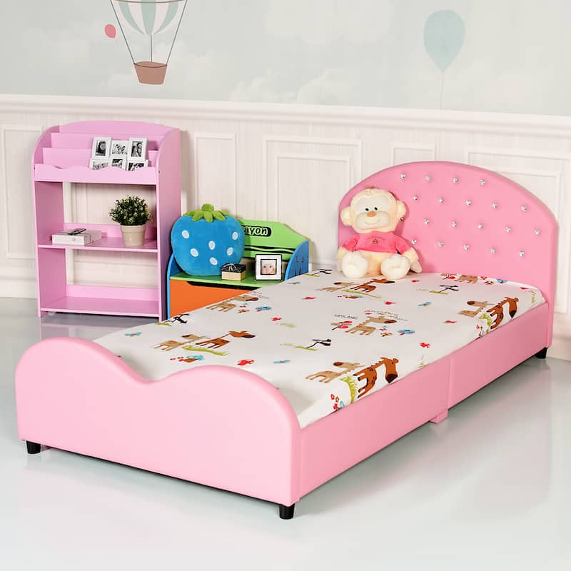 Kids Bed Upholstered Platform Bed Princess Bedroom Furniture