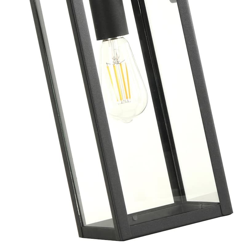 Castle 1-Light 15.81in. Outdoor Wall Light with Matte Black Finish and Clear glass shade