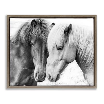 Stupell Horse Love Duo Portrait Framed Floater Canvas Wall Art Design by Sisi and Seb