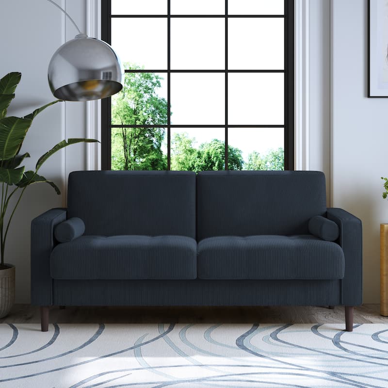 Corduroy 61.9" Loveseat Sofa Square Armrests