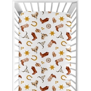 Sweet Jojo Designs Boho Western Cowboy Boy Fitted Crib Sheet - Bohemian Vintage Wild West, Cow Boy Boots, Southern Charm, Rustic