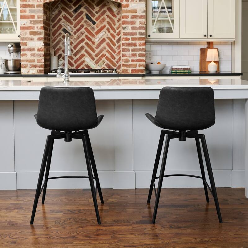 Maven Lane Victor Metal & Vegan Leather Kitchen Dining Stool